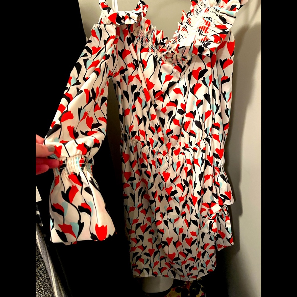 Maggy London off-shoulder flutter sleeve dress